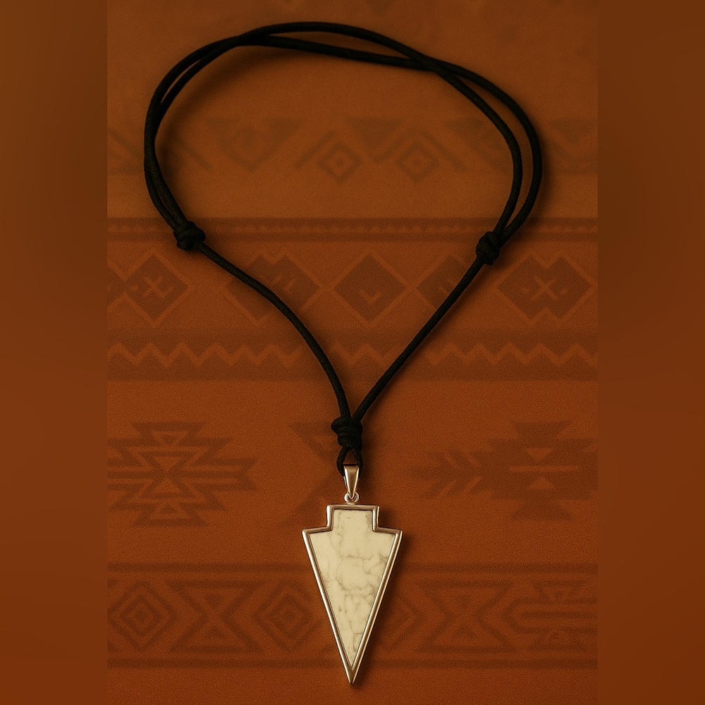 Arrow Cleansing White Howlite leather necklace New